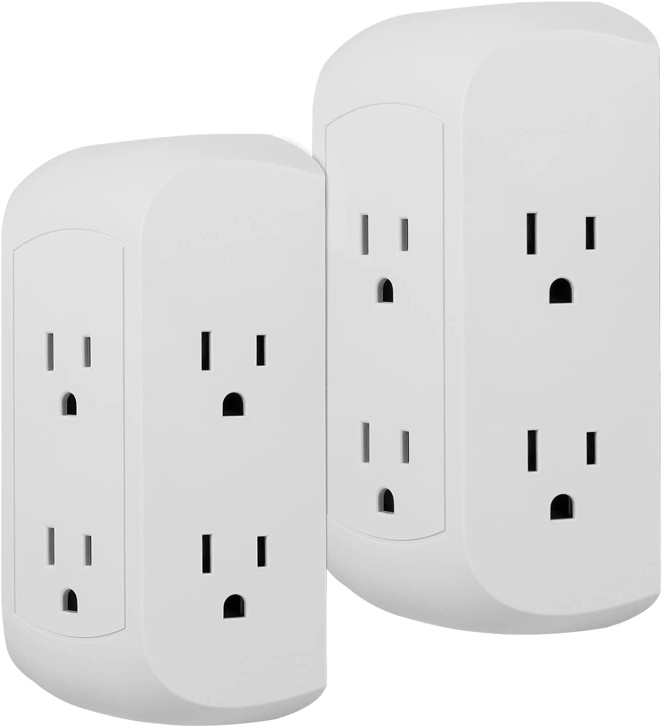 White 6-Outlet Side-Access Surge Protector Wall Tap