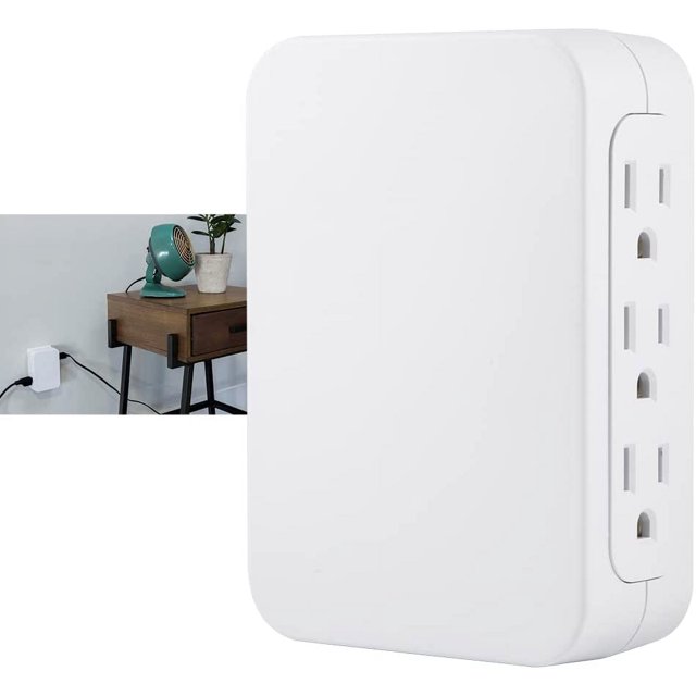 GE Pro 6Outlet Extender, Surge Protector, Side Access, Wall Tap