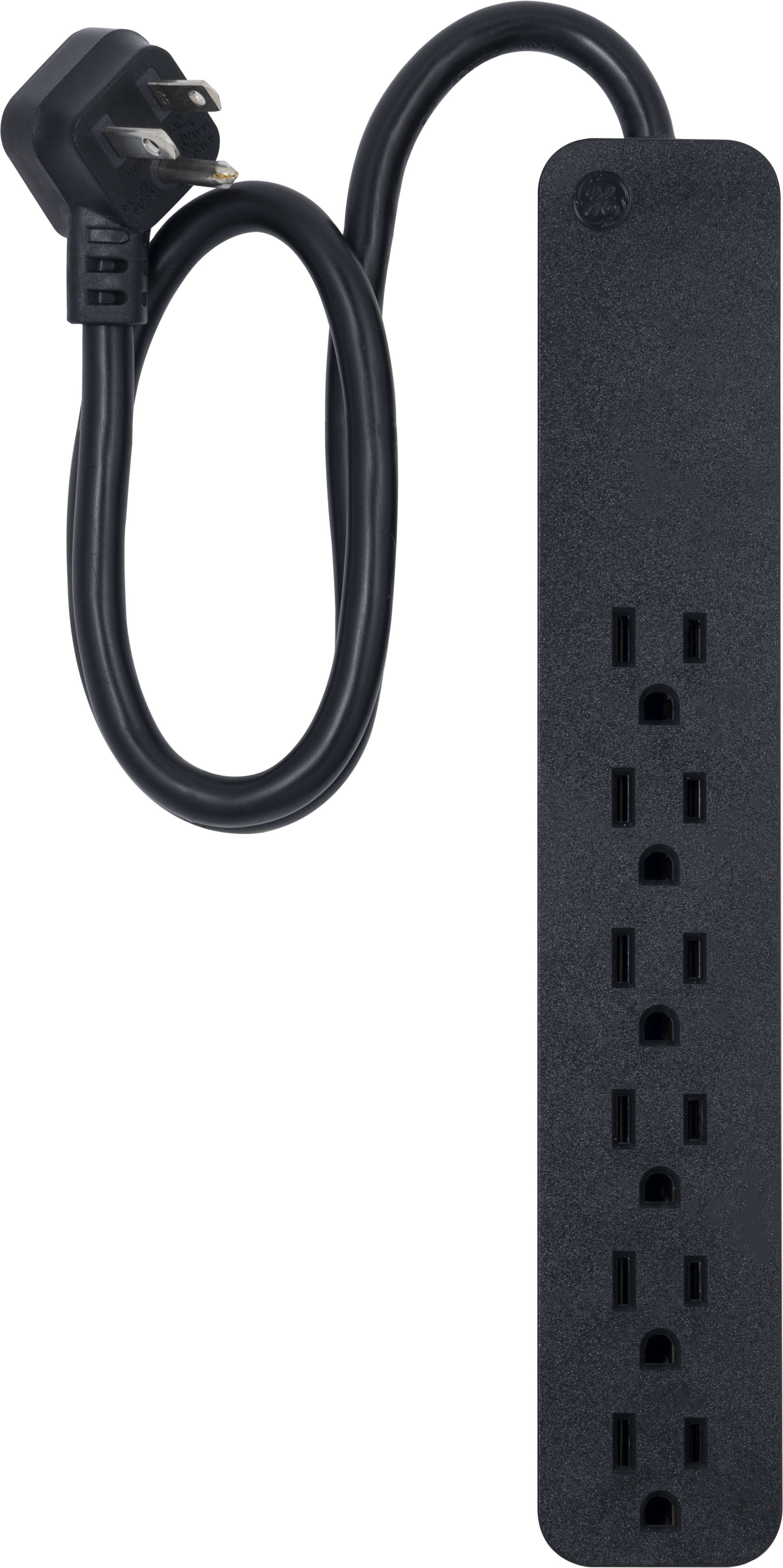 Black 6-Outlet Surge Protector with 2' PVC Cord