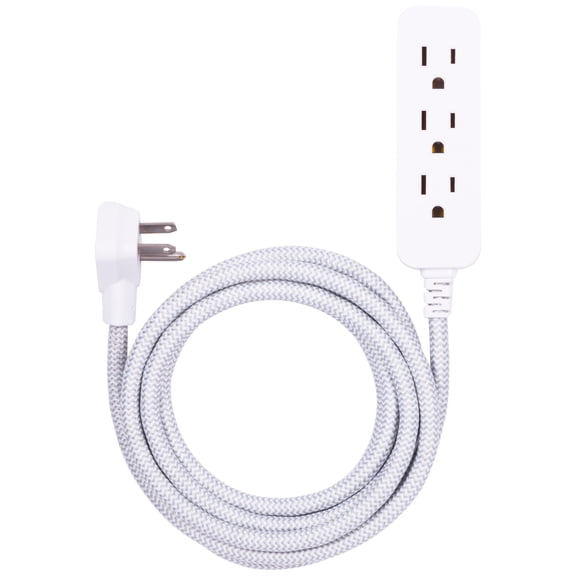 GE Pro 8ft 3-Outlet Surge Protector Extension Cord with Braided Design
