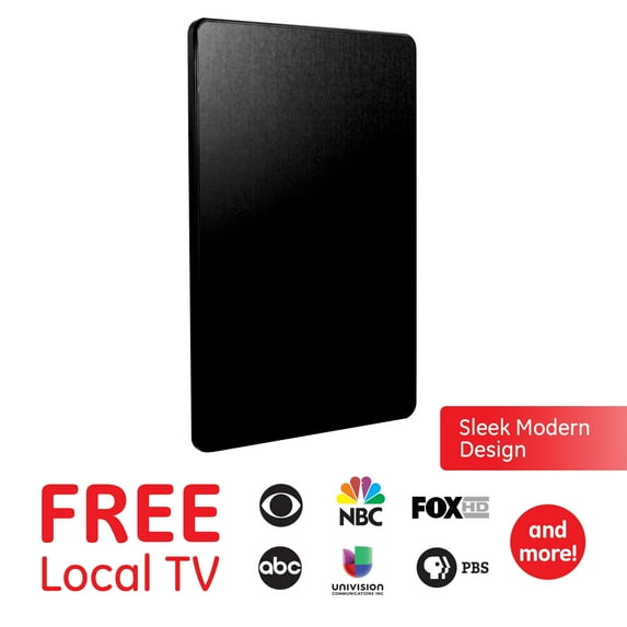 GE Pro Flat Panel Indoor TV Antenna, 40 Mile Range, VHF/UHF, 33688