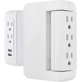 thumbnail image 1 of GE Pro Side-Access Swivel Surge Protector, 5-Outlet Wall Tap with 2 USB Ports, 3 Prong, Charging Station, 560 Joules, White, 2 Pack - 55246, 1 of 9