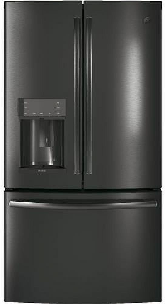 "GE Profile Black Stainless Steel PYD22KBLTS 36"""" French Door Refrigerator with 22.2 cu. ft. Total Capacity Counter-Depth Design Door in Door TwinChill Evaporator and Hands-Free Autofill in"