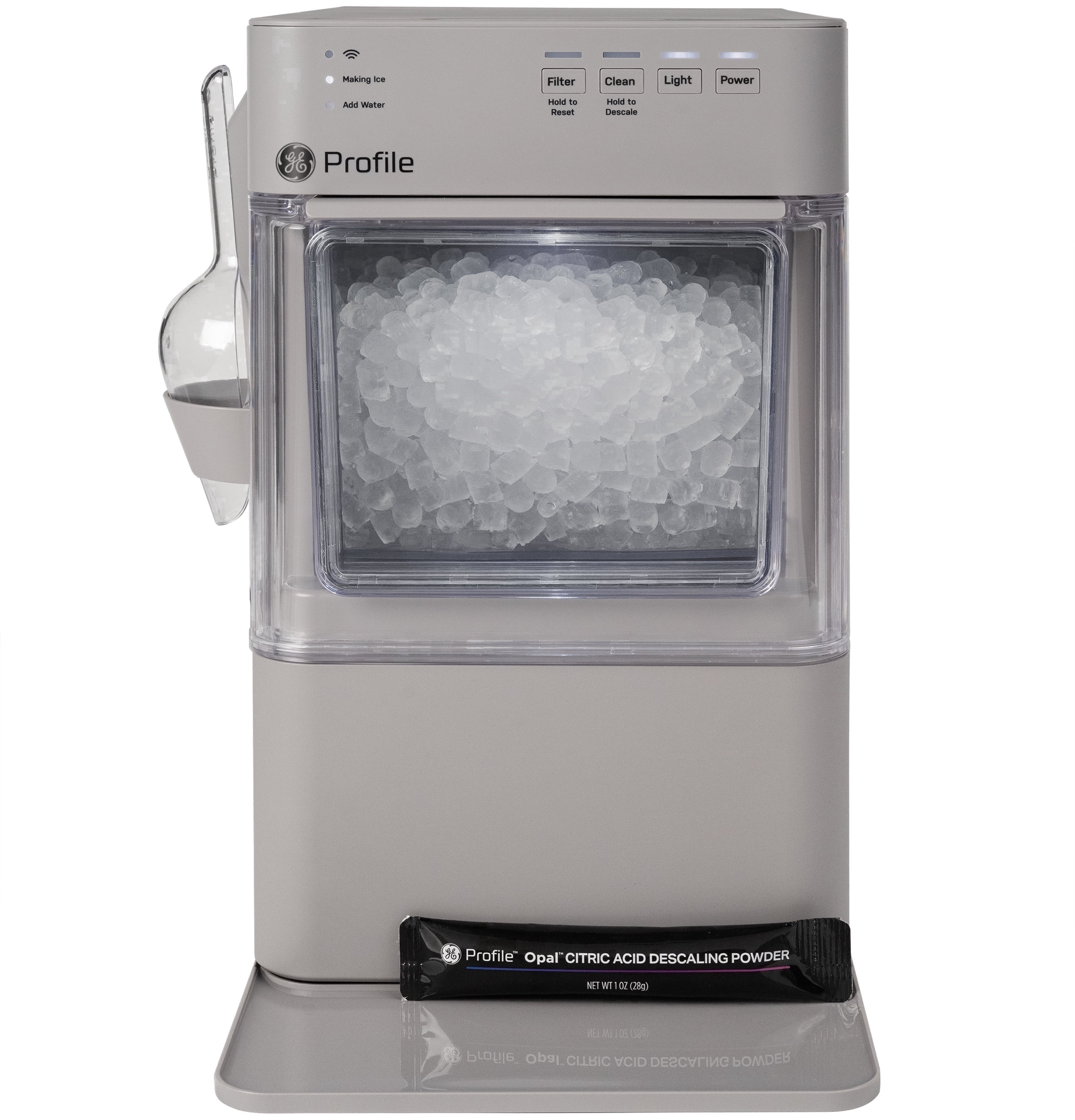 GE Profile Opal Mini Countertop Nugget Ice Maker WiFi Connected Auto Clean Stone Grey