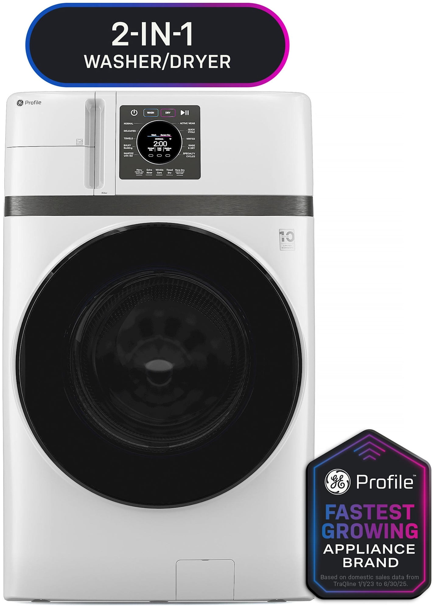 GE® Profile Energy Star 28" Wide 4.6 Cu. ft. Capacity UltraFast Combo with Ventless Inverter Heat Pump Technology Washer/Dryer in White
