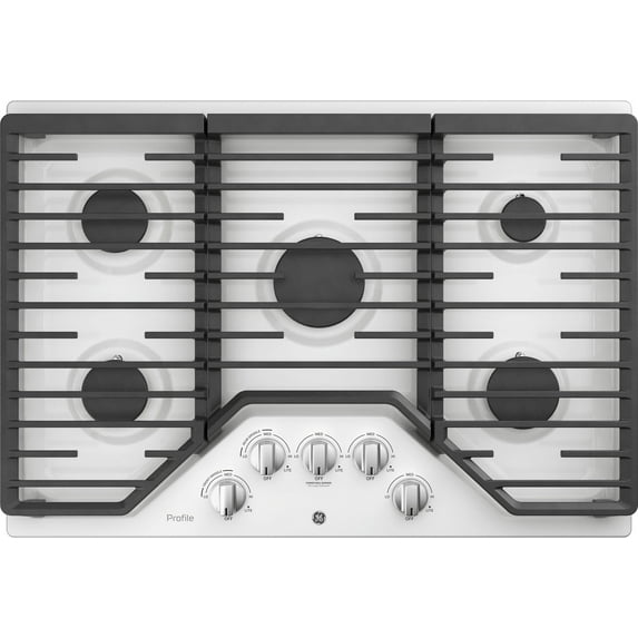 GE Profile PGP7030DLWW Profile 30 inch White 5 Burner Gas Cooktop