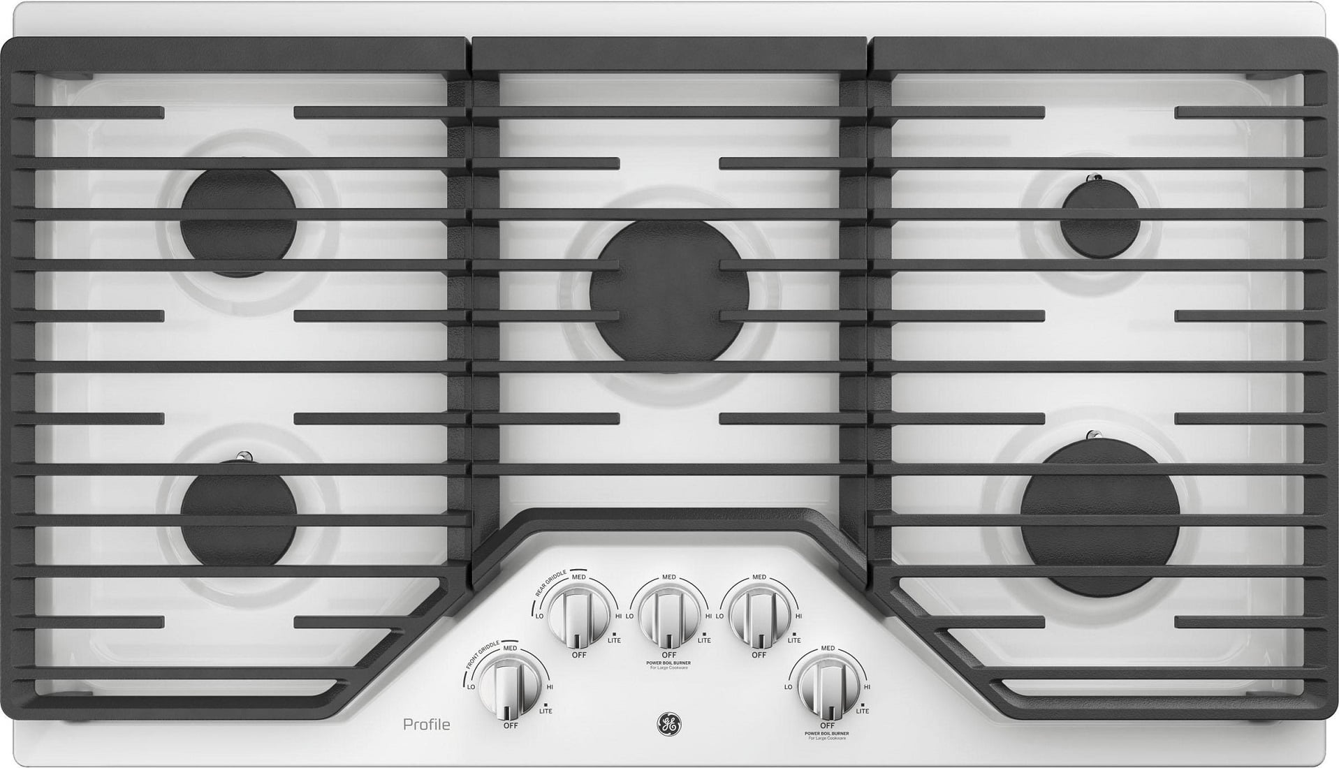 GE Profile PGP7036DLWW Profile 36 inch White 5 Burner Gas Cooktop