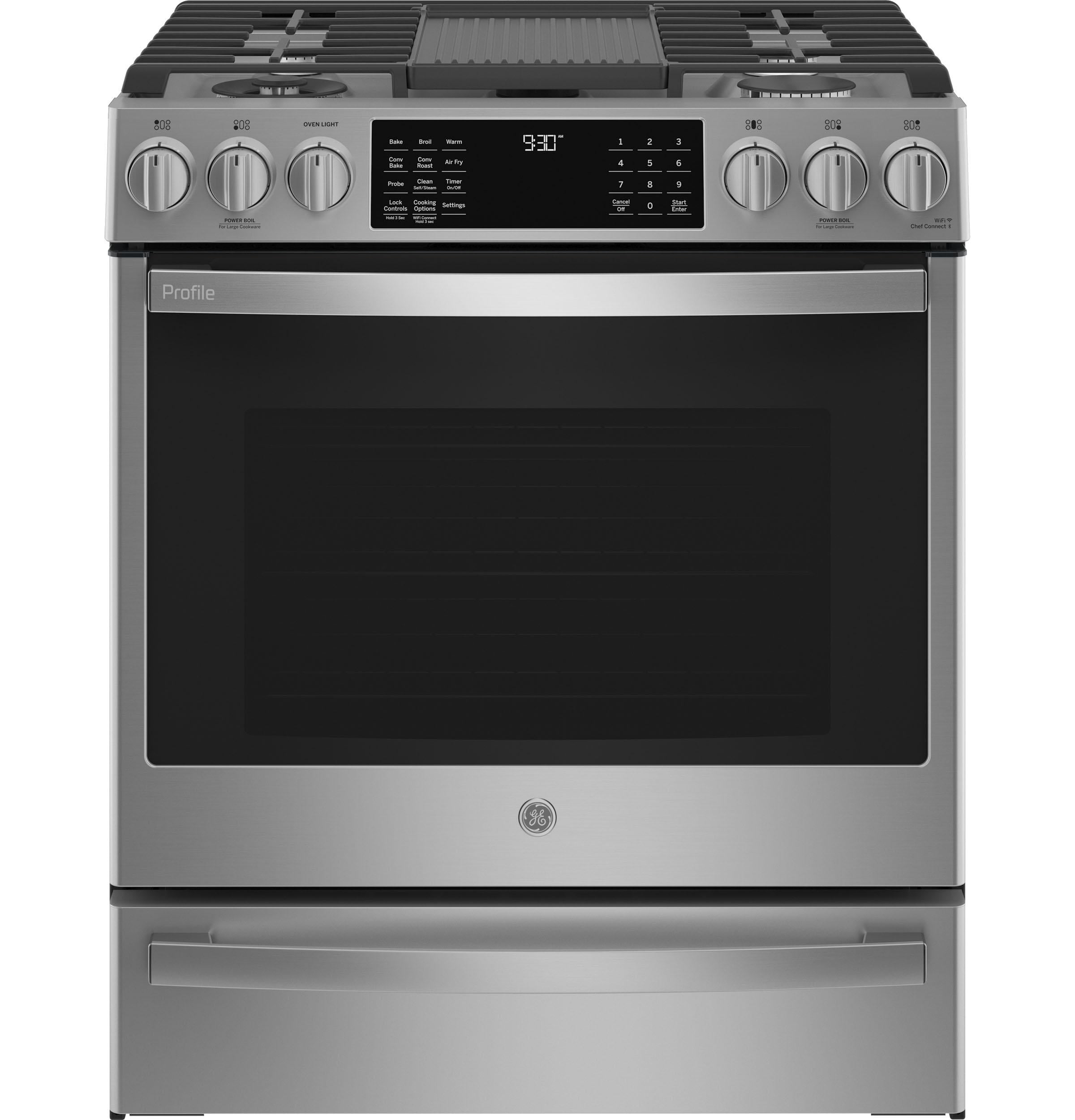 30" Stainless Steel Smart Slide-In Gas Range with Convection and Griddle