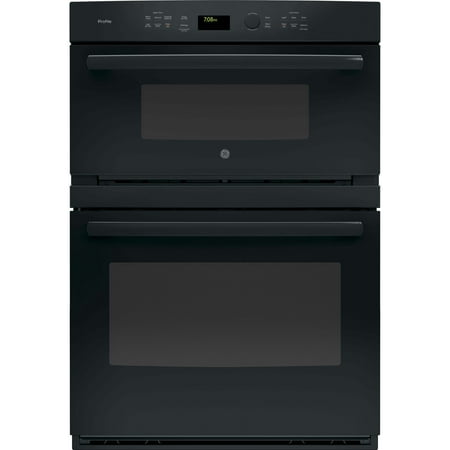 GE Profile - 30" Built-In Single Electric Convection Wall Oven with Built-In Microwave - Black on black