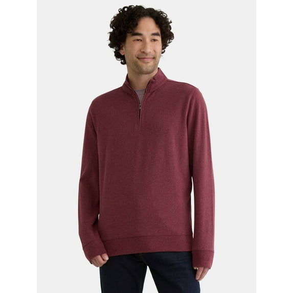 George Men's and Big Men's Knit Jersey Quarter Zip Pullover with Long Sleeves, Sizes S-3XL