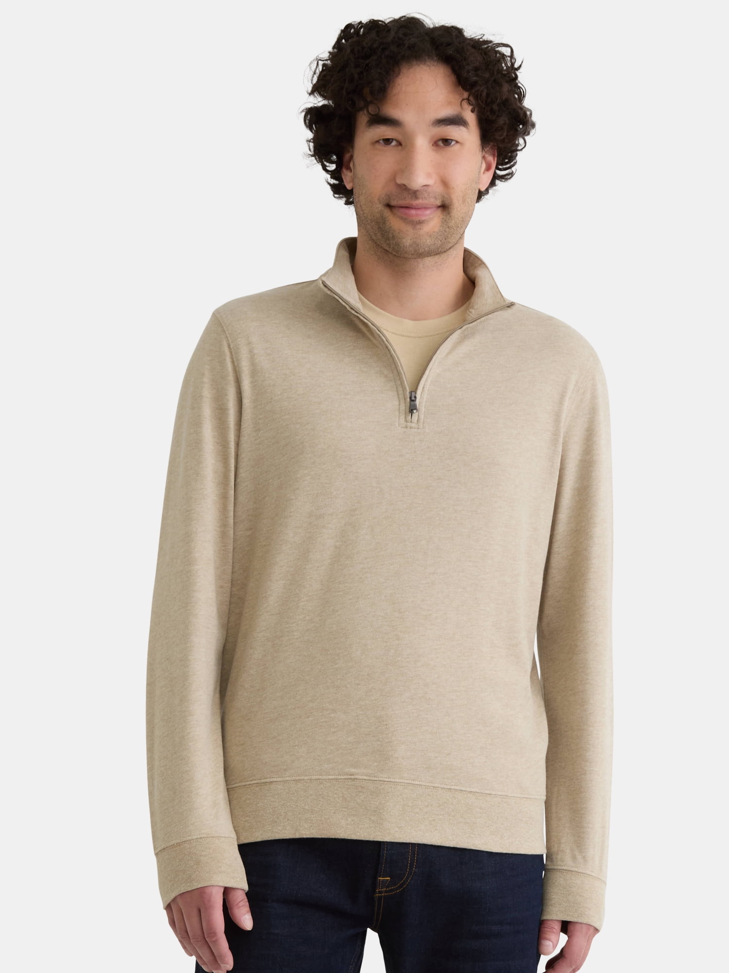 George Men's and Big Men's Quarter Zip Pullover with Long Sleeves, Sizes S-3XL
