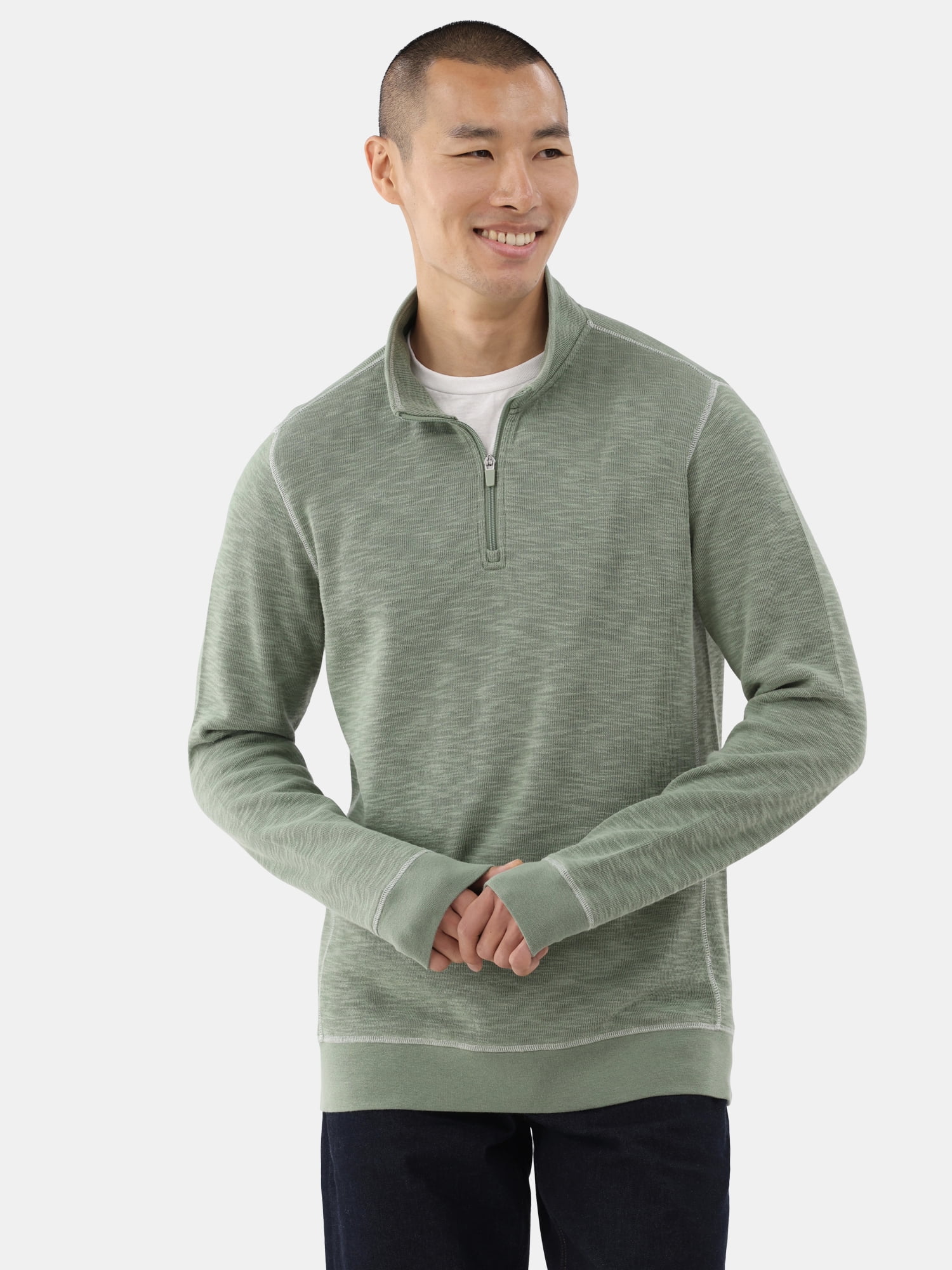 George Men's Quarter Zip Pullover with Long Sleeves, Sizes S-3XL