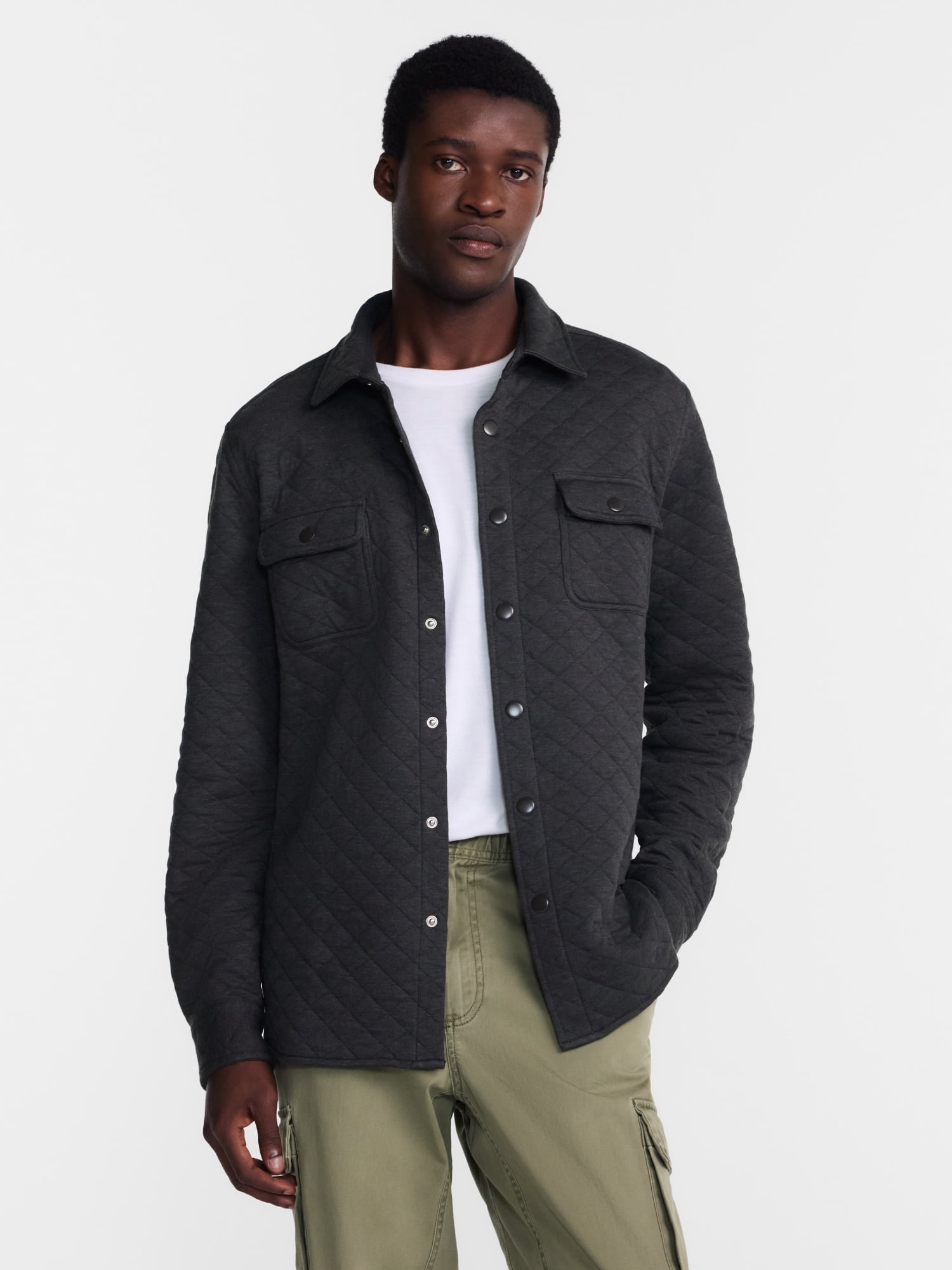 George Men's Quilted Overshirt with Long Sleeves, Sizes XS-4XLT