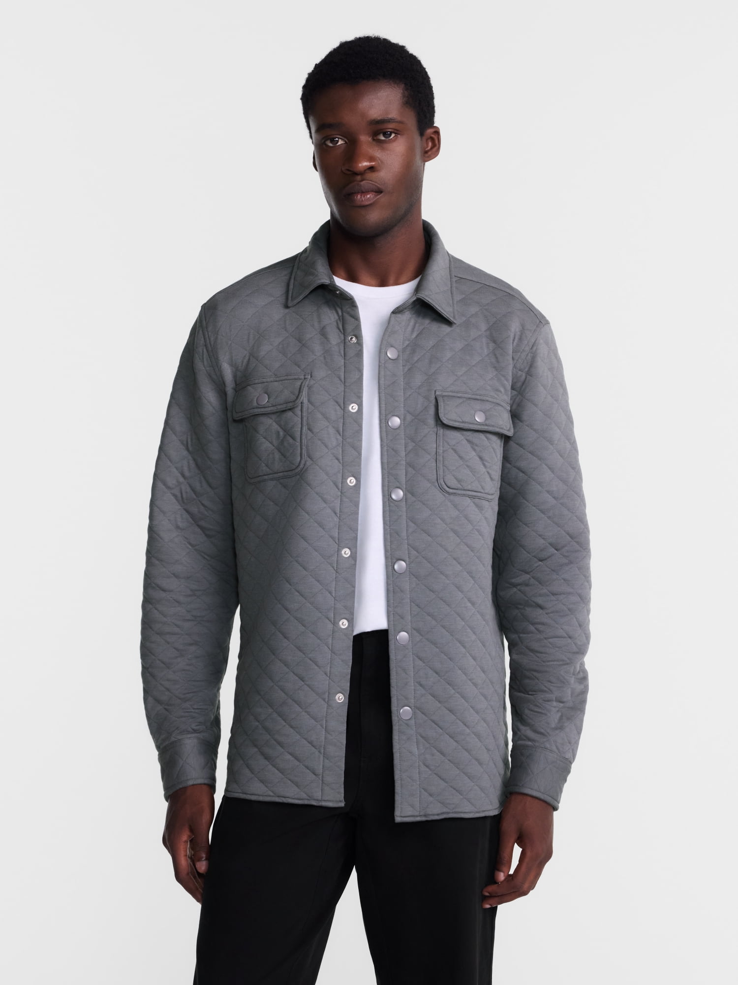 George Men's Quilted Overshirt with Long Sleeves, Sizes XS-4XLT