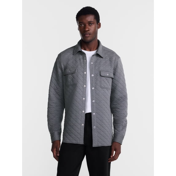 George Men's Quilted Overshirt with Long Sleeves, Sizes XS-4XLT