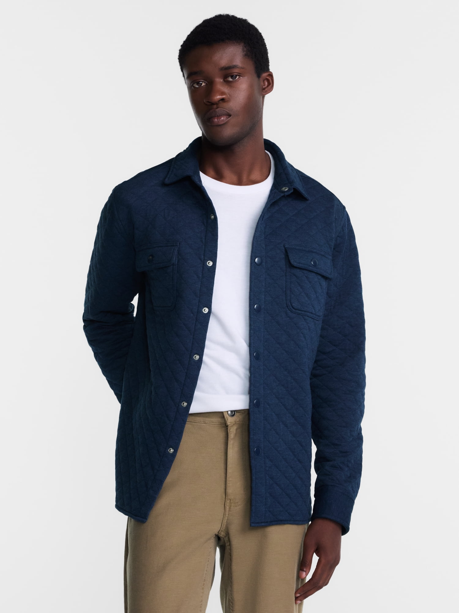 George Men's Quilted Overshirt with Long Sleeves, Sizes XS-4XLT