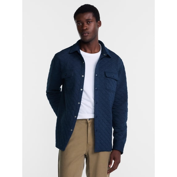 George Men's Quilted Overshirt with Long Sleeves, Sizes XS-4XLT