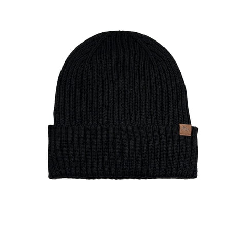 Men's Ribbed Fleece Lined Knit Beanie,Black Soot