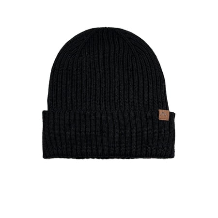 George Men's Ribbed Fleece Lined Knit Beanie,Black Soot
