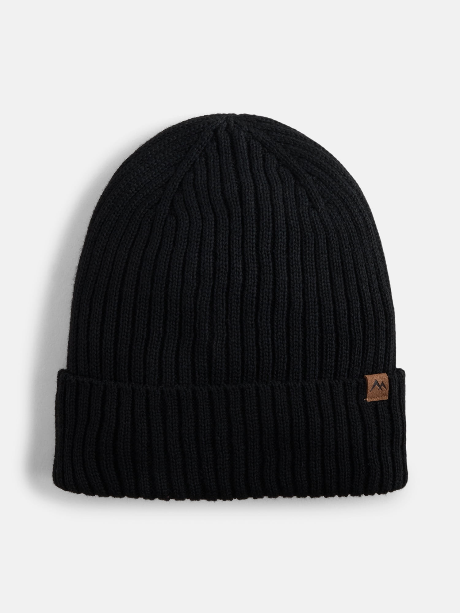 George Men's Fleece Lined Ribbed Knit Beanie Hat, Black