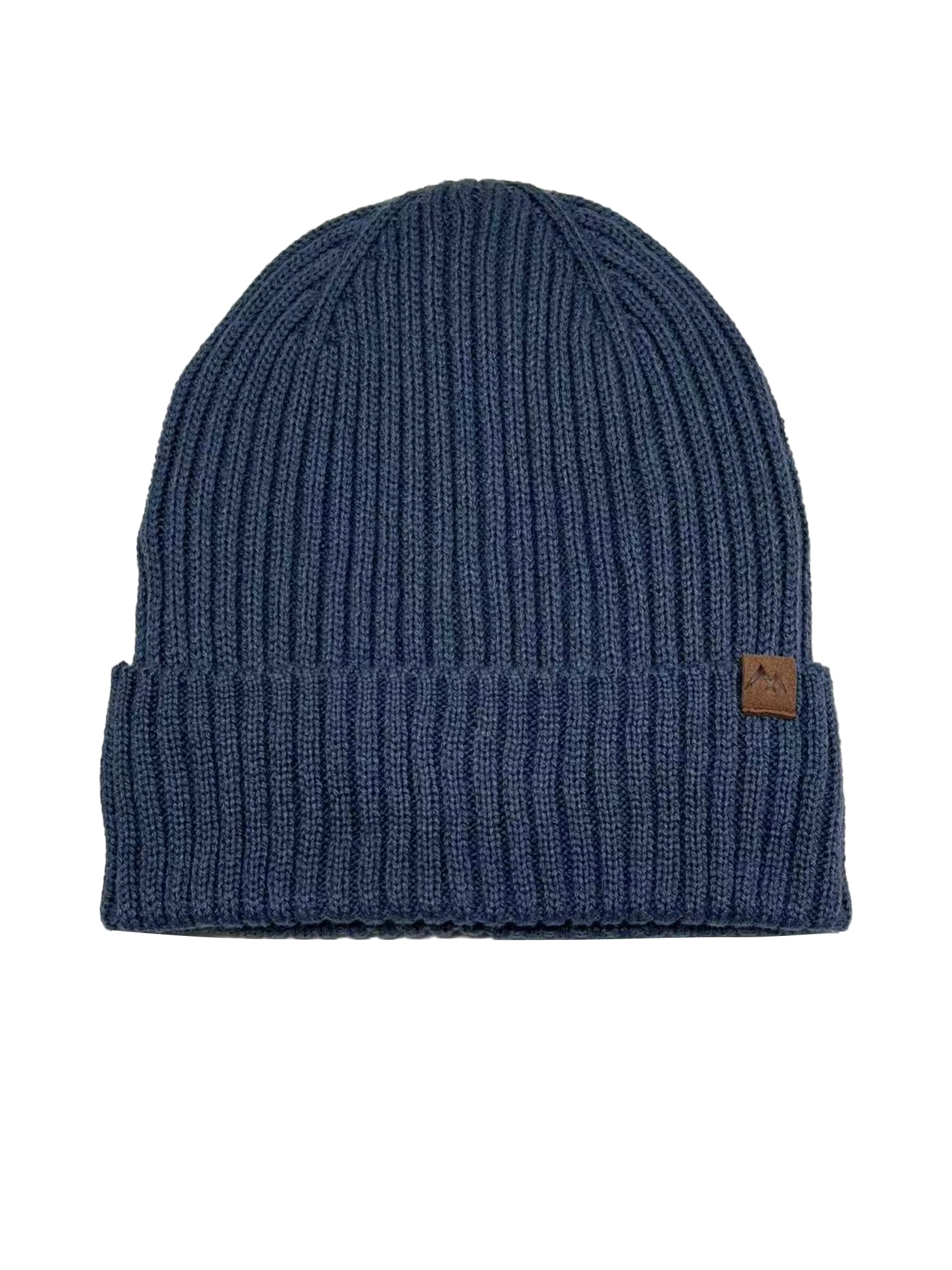 George Men's Ribbed Fleece Lined Knit Beanie,Washed Indigo