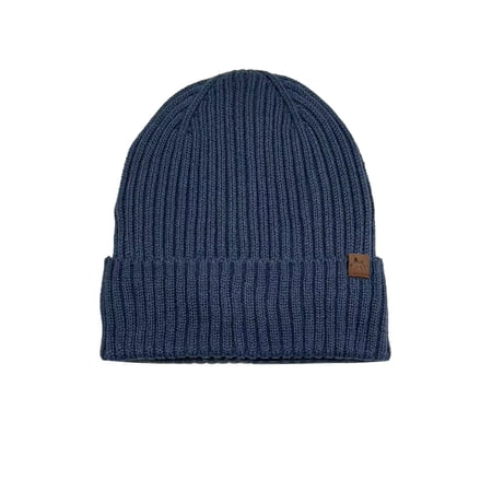 George Men's Ribbed Fleece Lined Knit Beanie,Washed Indigo