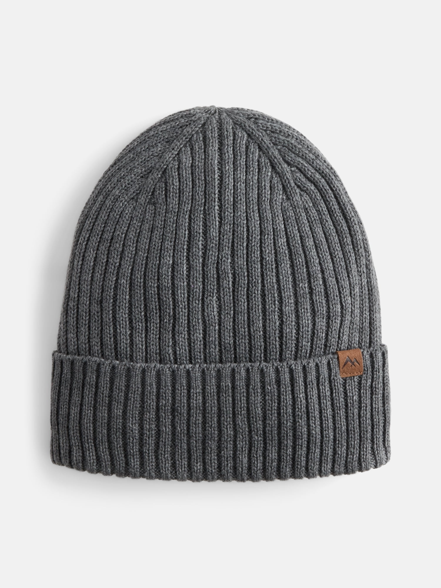 George Men's Fleece Lined Ribbed Knit Beanie Hat, Charcoal Grey
