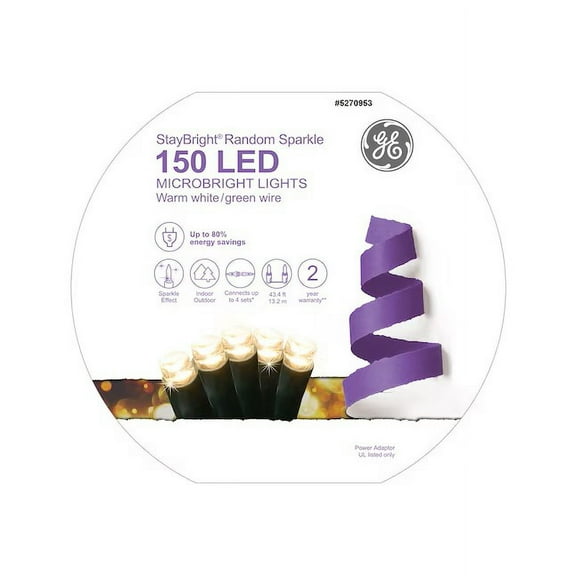 GE Random Sparkle 150-Count 43.4-ft Sparkling Clear LED Plug-In Christmas String Lights Item #5270953  Model #93983LO