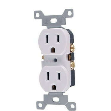 GE Receptacle with Safety Shutters Outlet, 15A, White