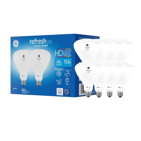 GE Refresh HD LED 65 Watt Replacement, Daylight, BR40 Indoor Floodlight Bulbs (8 Pack)