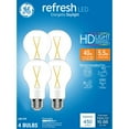 thumbnail image 1 of GE Refresh HD LED Light Bulbs, 40 Watts, Daylight, A19 Bulbs, Medium Base, Clear Finish, 4pk, 1 of 8