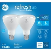 GE Refresh HD LED Light Bulbs, 65 Watt, Daylight, BR30 Floodlights, Medium Base, 2pk