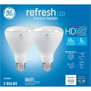 GE Refresh HD LED Light Bulbs, 65 Watt, Daylight, BR30 Floodlights, Medium Base, 2pk