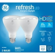GE Refresh HD LED Light Bulbs, 65 Watt, Daylight, BR30 Floodlights, Medium Base, 2pk