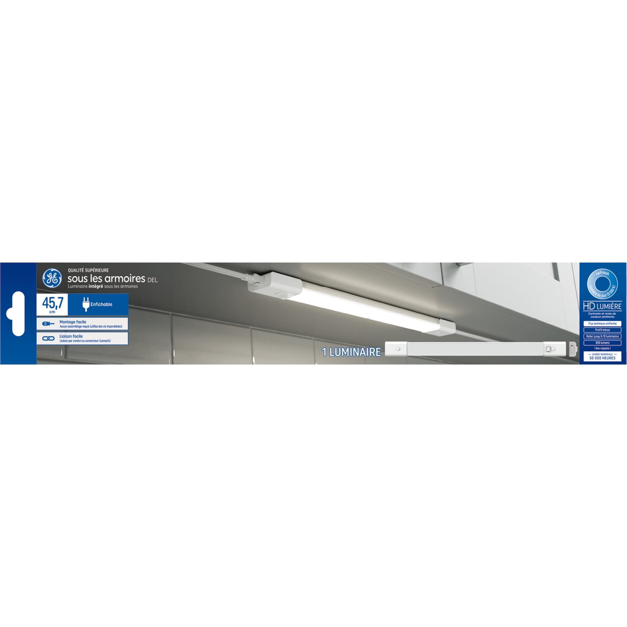 18-Inch White LED Undercabinet Light Fixture, Daylight