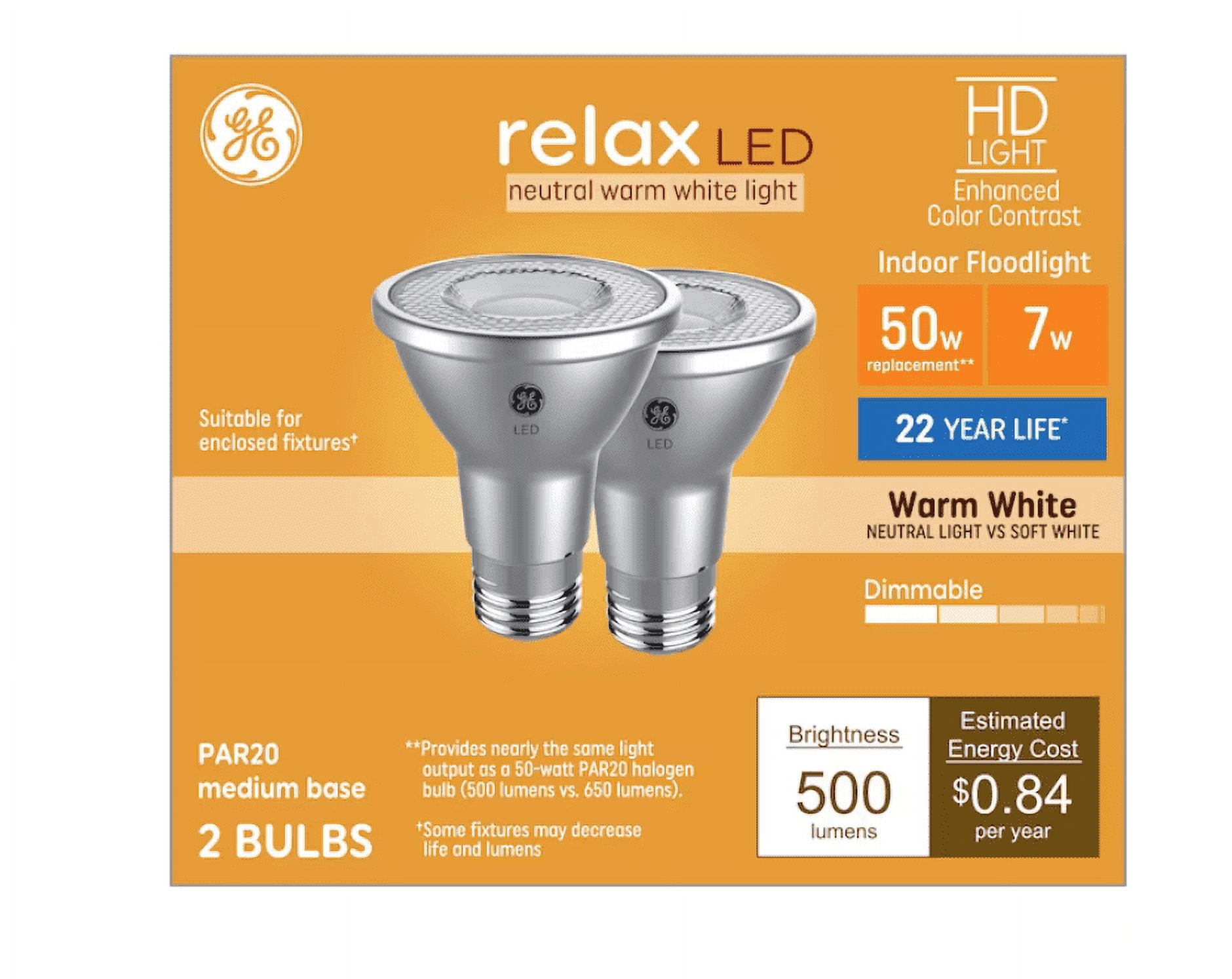 Warm White Dimmable LED Flood Light Bulbs, 2-Pack