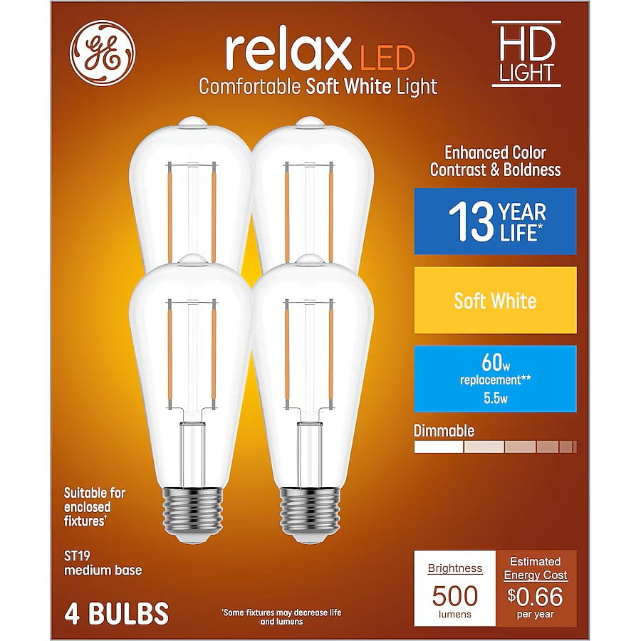 Soft White Dimmable LED Decorative Light Bulbs, 4-Pack