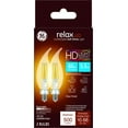 thumbnail image 1 of GE Relax LED Light Bulbs, Soft White, Clear Finish Bent Tip Shape Bulb, 60 Watt Replacement, Candelabra Base, Dimmable (2 Pack), 1 of 9