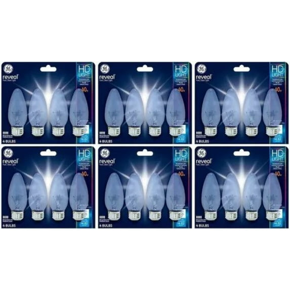 GE Reveal 40-Watt Dimmable B13 Decorative 64520 Incandescent Light Bulb, 24Bulbs