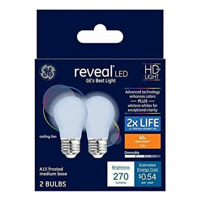 GE Reveal 40Watt EQ A15 ColorEnhancing Dimmable LED Light Bulb (2