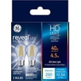 thumbnail image 1 of GE Reveal HD+ 4-Watt (40W Equivalent) LED A15 Ceiling Fan Light Bulbs, Medium Base, 2pk, 1 of 9