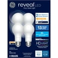 thumbnail image 1 of GE Reveal HD+ LED Light Bulbs, 60 Watt, A19 Bulbs, Medium Base, 4pk, 1 of 6
