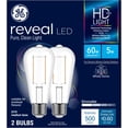 thumbnail image 1 of GE Reveal HD+ LED Light Bulbs, 60 Watt, ST19 Edison Bulbs, Medium Base, 2pk, 1 of 7