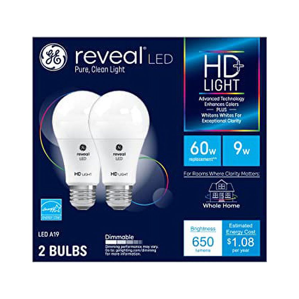 GE Reveal LED Light Bulbs, 9 Watt (60 Watt Equivalent) HD+ Light