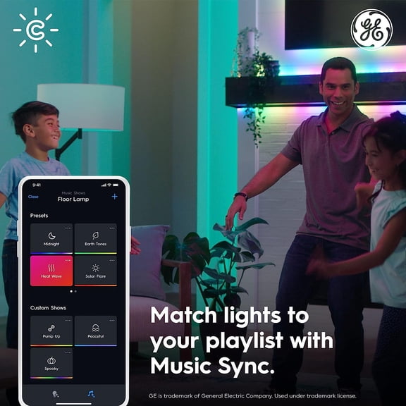GE SHAANXIXIAN Dynamic Effects A19 LED Smart Light Bulbs, Bluetooth and WiFi Color Changing Lights with Music Sync, Compatible with Alexa and Google Home (2 Pack)