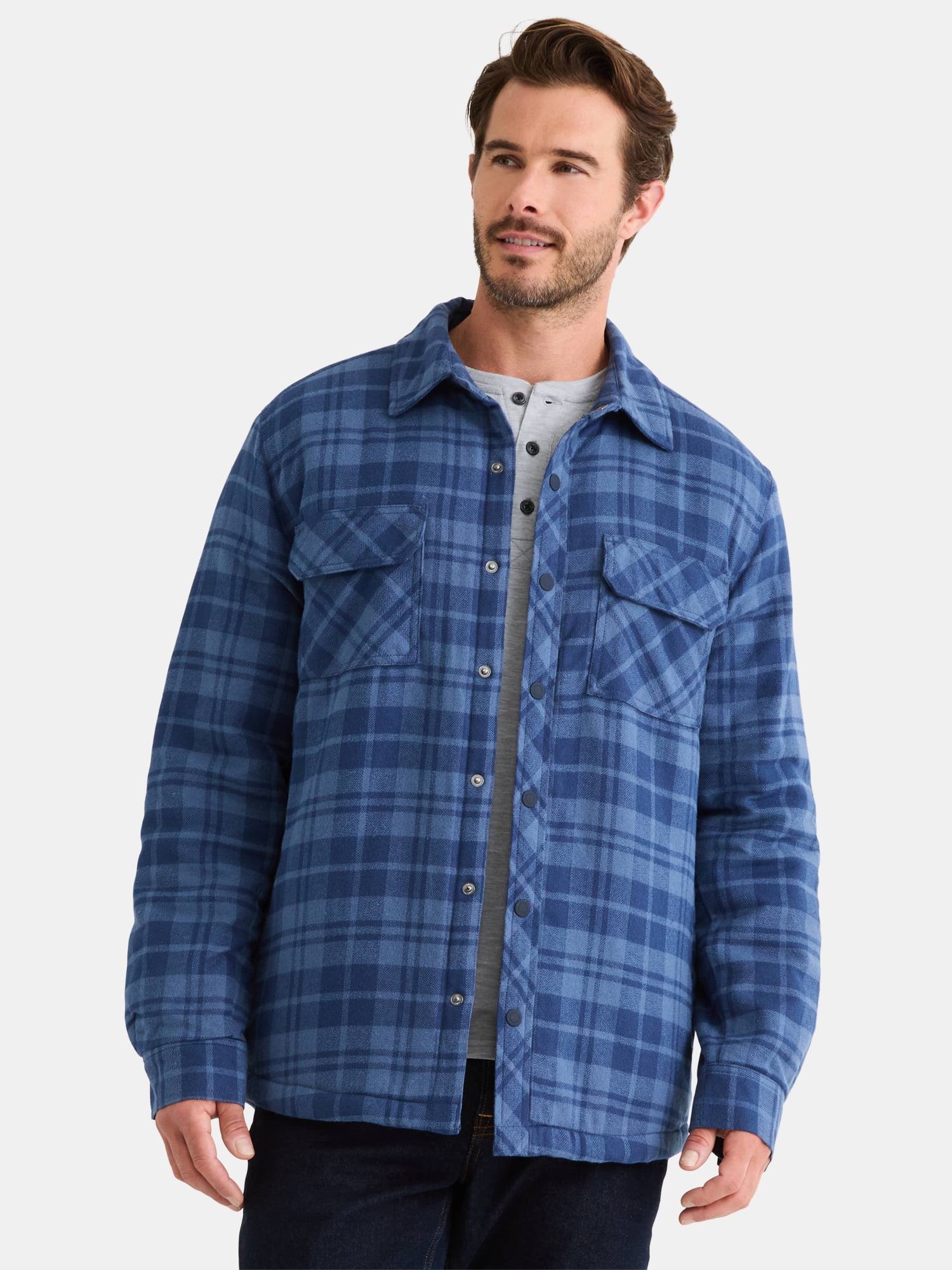 George Men's and Big Men's Fleece Lined Shirt Jacket, Sizes S-3XL