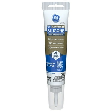 GE Advanced Silicone Window & Door Sealant, Pack of 1, White 2.8 fl oz Tube