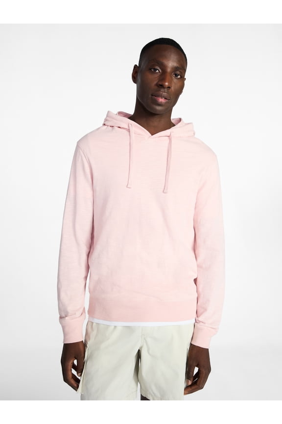 Men's and Big Men's Slub Hoodie with Long Sleeves, Size S-3XL