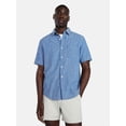 thumbnail image 1 of George Men's and Big Men's Chambray Poplin Button Up Shirt with Short Sleeves, Sizes XS-3XLT, 1 of 5