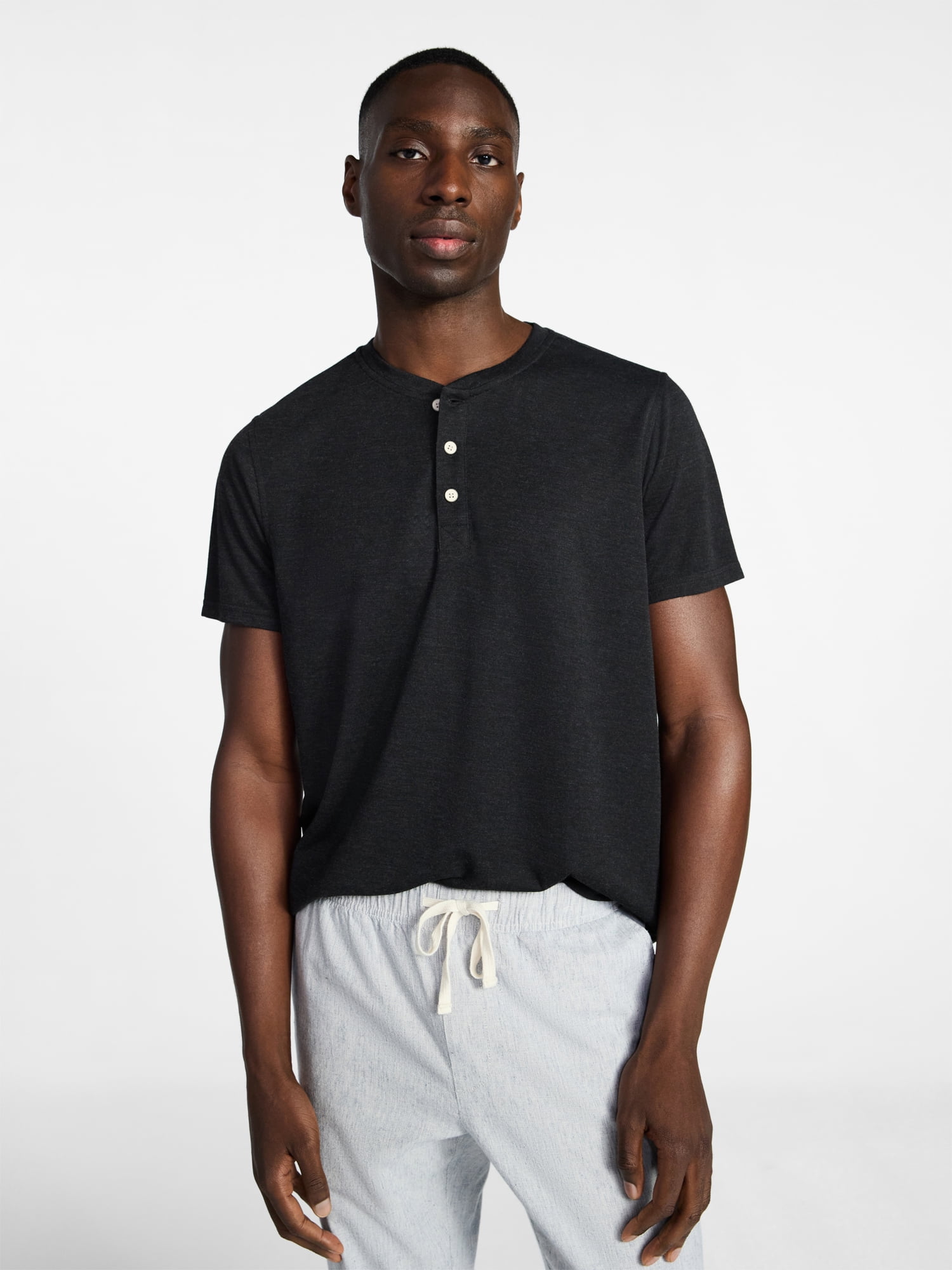 George Men's & Big Men's Relaxed Fit Knit Cloth Henley Shirt with Short Sleeves, Sizes XS-5XL